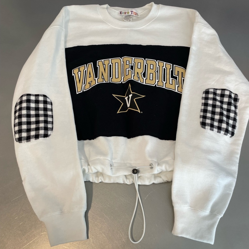 Vanderbilt crop drawstring patch sweatshirt